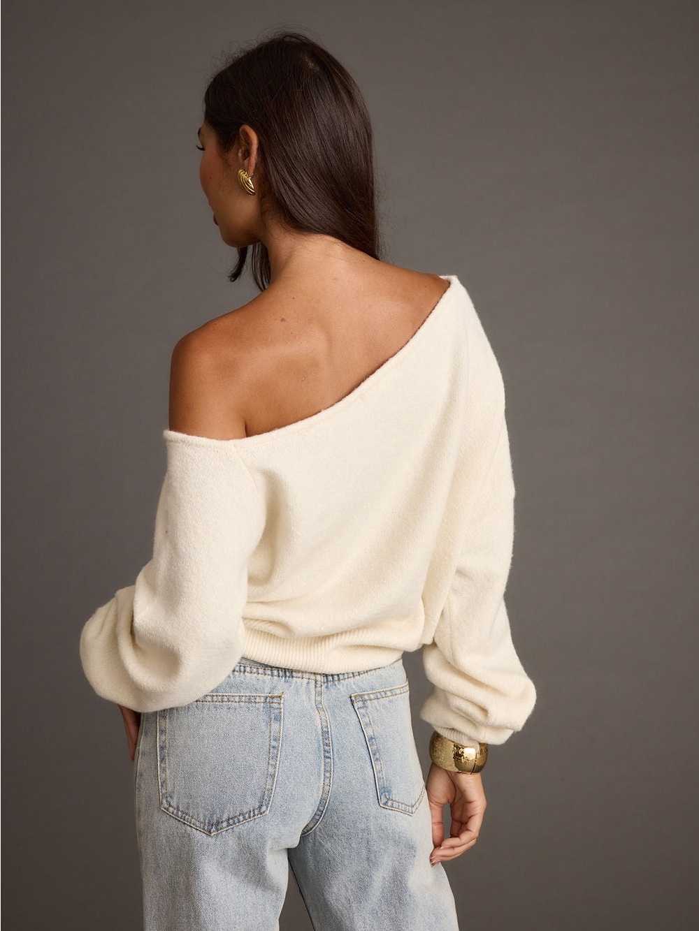 12th Tribe Margot Cream Asymmetrical Sweater - Size S - Picture 6 of 16
